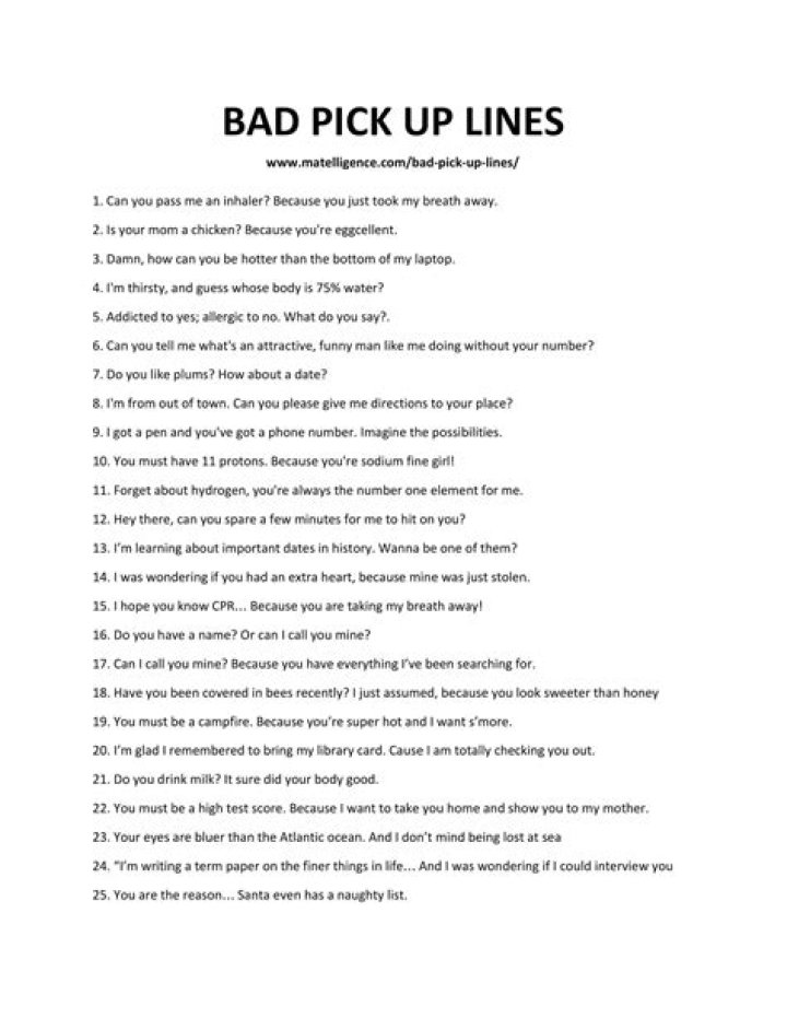 Really Bad Pick Up Lines (20 pics)